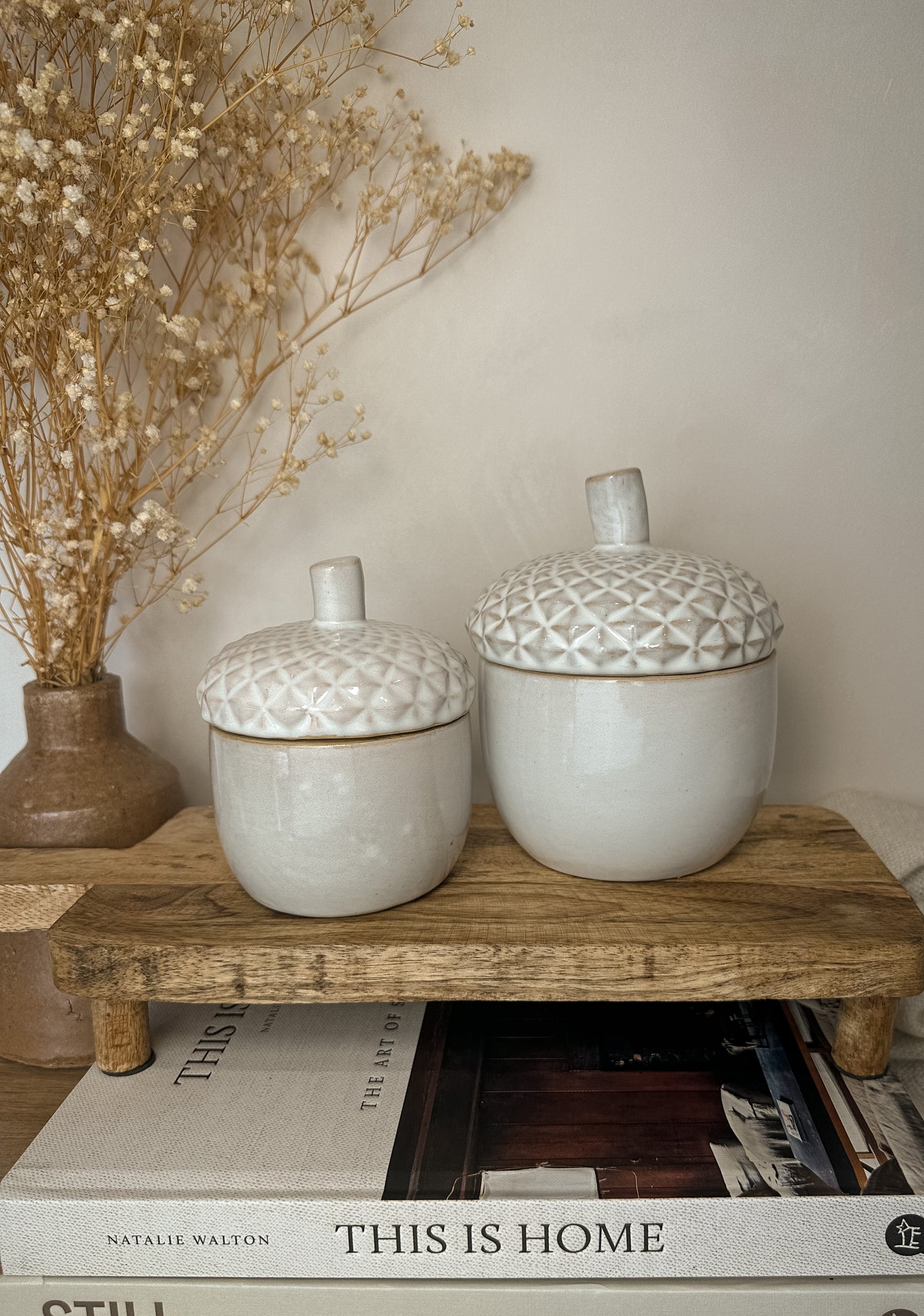 Small Glazed Ceramic Acorn Pot