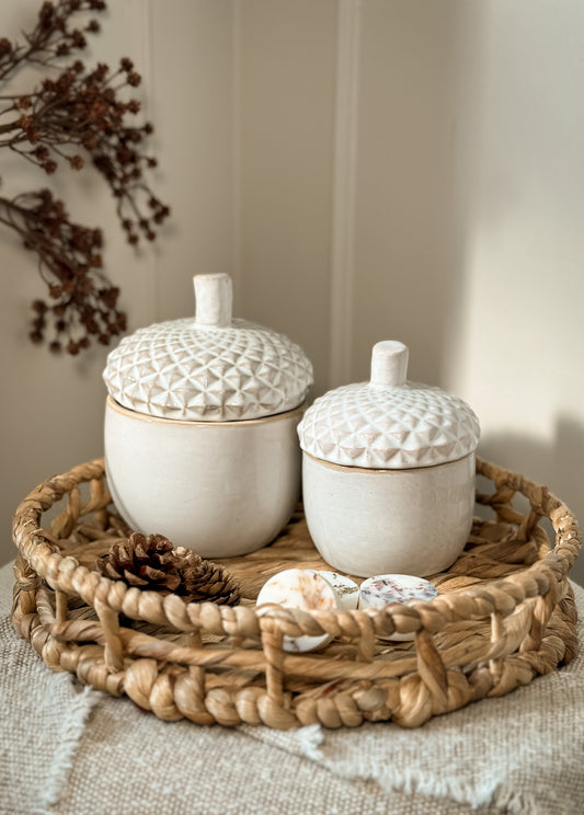 Small Glazed Ceramic Acorn Pot